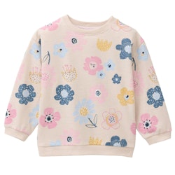 Weiches Sweatshirt große Blumen beige