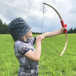 Minibogen aus Holz mit 3 roten Pfeilen 70 cm Bogen 5-7 Jahre