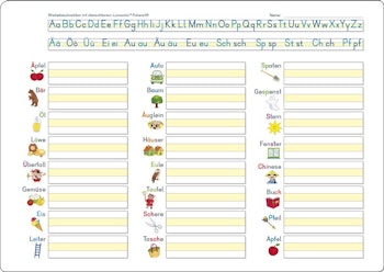 Lerntafel Wörter Druckschrift ab 5 Jahre