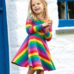 Mädchen Kleid langarm Regenbogen-Optik