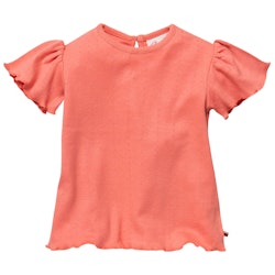 Edles Ajour T-Shirt himbeerrot Rüschenärmel