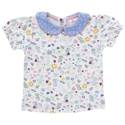 T-Shirt Blumen Kragen Punkte