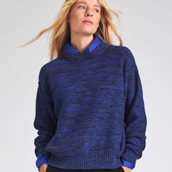 Damen Strick Pullover royalblau meliert
