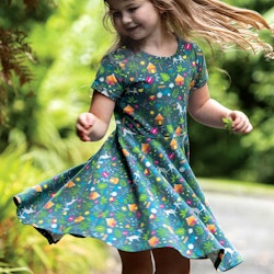 Flatter Sommerkleid Elefanten und Regenbogen pink