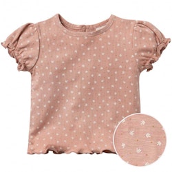 Verspieltes Ripp T-Shirt Blumen koralle