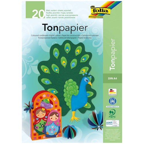 Tonpapier bunt DIN A4 Block 20 Blatt recycelt