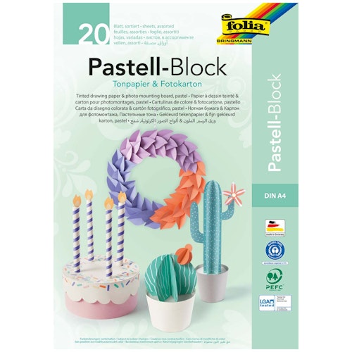 Pastell-Block Tonpapier & Fotokarton DIN A4 20 Blatt
