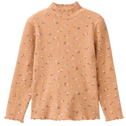 Geripptes Langarmshirt Stehkragen rosa Ringel