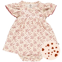 Edler Kleidchen Body Herzchen creme-rot