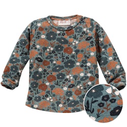Langarmshirt innen kuschelig Herbstwiese blaugrau