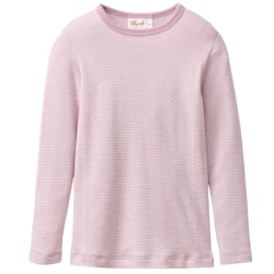 Langarmshirt Wolle Seide flieder gestreift
