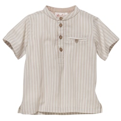 Edles gewebtes Shirt kurzarm sand gestreift