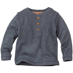 Dickeres Henley Langarmshirt rauchblau melange